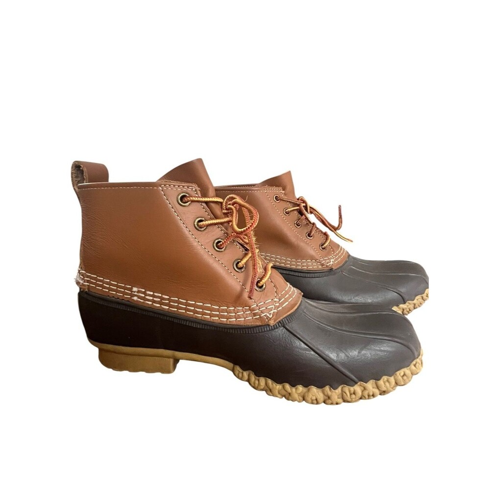 L.L.Bean Bean Boots 6” Men’s Size 8 Brown Leather Rubber Duck Boots Made USA
